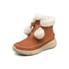 Botas de nieve On-the-GO Joy con pompones «Marrón y blanco»