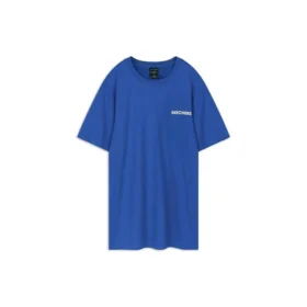 Camiseta azul de manga corta con estampado de punto