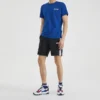 Camiseta azul de manga corta con estampado de punto