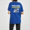Camiseta azul de manga corta con estampado de punto
