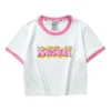 Camiseta con letras impresas «Blanco Rosa Azul»