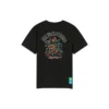 Camiseta de manga corta con estampado de barril, color negro