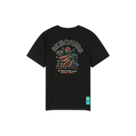 Camiseta de manga corta con estampado de barril, color negro