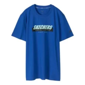 Camiseta de manga corta con estampado Skechers para hombre, azul