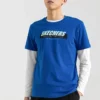 Camiseta de manga corta con estampado Skechers para hombre, azul