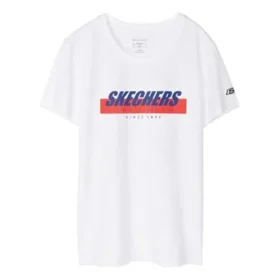 Camiseta de manga corta con estampado Skechers para hombre, color blanco