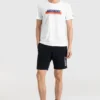 Camiseta de manga corta con estampado Skechers para hombre, color blanco