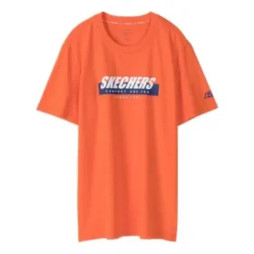 Camiseta de manga corta con estampado Skechers para hombre, color rojo