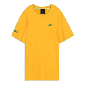 Camiseta de manga corta de punto con estampado de letras Skechers para hombre, color amarillo