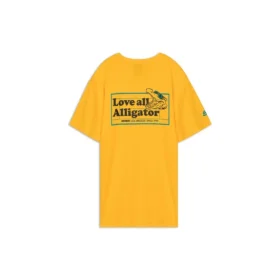 Camiseta de manga corta de punto con estampado de letras Skechers para hombre, color amarillo