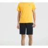 Camiseta de manga corta de punto con estampado de letras Skechers para hombre, color amarillo