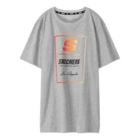 Camiseta de manga corta de punto con estampado del logotipo en colores contrastantes Skechers para hombre, gris