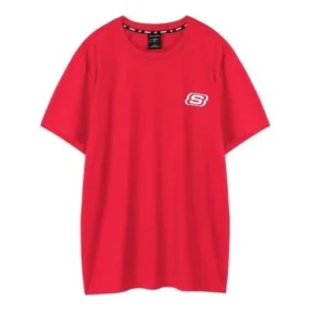Camiseta de manga corta de punto con estampado Skechers para hombre, color rojo racing