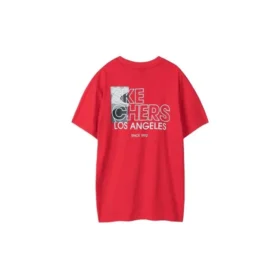 Camiseta de manga corta de punto con estampado Skechers para hombre, color rojo racing