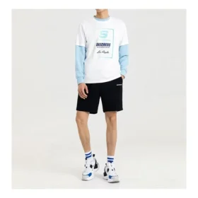 Camiseta de manga corta de punto Skechers para hombre con estampado del logotipo en colores contrastantes, color blanco