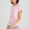 Camiseta deportiva de cuello redondo y manga corta rosa