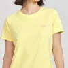 Camiseta deportiva informal de manga corta con estampado holgado, color amarillo
