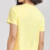 Camiseta deportiva informal de manga corta con estampado holgado, color amarillo
