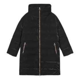Chaqueta acolchada con cremallera y cuello alto de color liso «Negro»