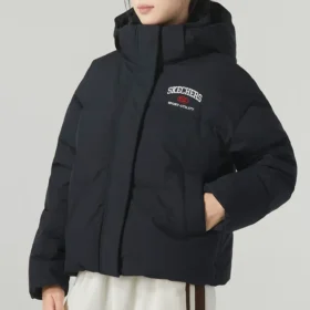Chaqueta casual de plumón con letras impresas «Negro»