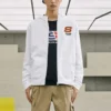 Chaqueta con capucha y cremallera de la serie Casual Colorida «Blanco Rojo»