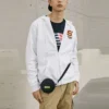 Chaqueta con capucha y cremallera de la serie Casual Colorida «Blanco Rojo»