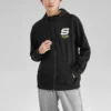 Chaqueta con capucha y cremallera de la serie Casual Colorida «Negro Blanco»