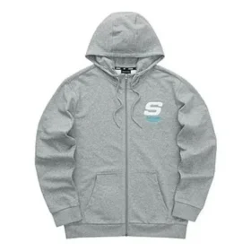 Chaqueta con capucha y cremallera de la serie Casual Letter «Gris-Blanco»