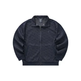 Chaqueta con cuello con cremallera y estampado completo en relieve «Negro Blanco»