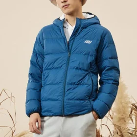 Chaqueta corta con capucha y logo estampado «Azul, verde azulado»