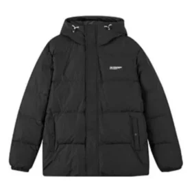 Chaqueta corta de plumón con capucha y logo impreso «Black White»