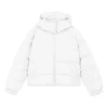 Chaqueta corta de plumón con capucha y mangas largas «Blanco Rojo»