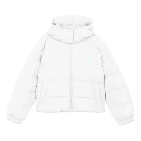 Chaqueta corta de plumón con capucha y mangas largas «Blanco Rojo»