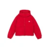 Chaqueta corta de plumón con capucha y mangas largas «Blanco Rojo»
