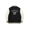 Chaqueta de béisbol con letras estampadas «Beige, blanco y negro»
