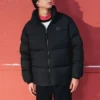 Chaqueta de plumas con logo impreso de moda «Negro»