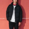 Chaqueta de plumas con logo impreso de moda «Negro»