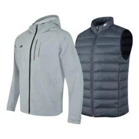 Chaqueta de plumón 3 en 1 con capucha «Gris Negro»