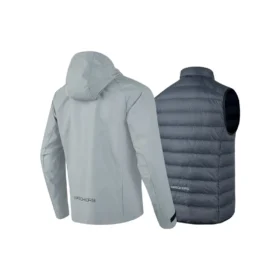 Chaqueta de plumón 3 en 1 con capucha «Gris Negro»