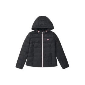 Chaqueta de plumón con capucha plegable «Blanco Negro»