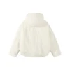 Chaqueta de plumón con capucha, puños elásticos y cremallera oculta en color liso «Rosa-Blanco»