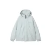 Chaqueta de plumón con capucha y cremallera de color liso «Negro Gris Blanco»
