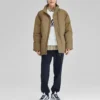 Chaqueta de plumón con cremallera y letras impresas de la serie Sport Lifestyle «Tan»