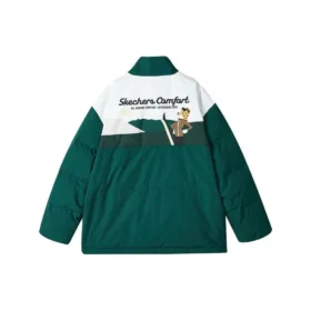Chaqueta de plumón con cremallera y letras impresas de la serie Sport Lifestyle «Verde, Beige, Blanco»