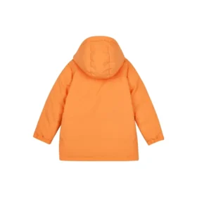 Chaqueta de plumón de longitud media tejida con letras BASIC «Naranja-Blanco»