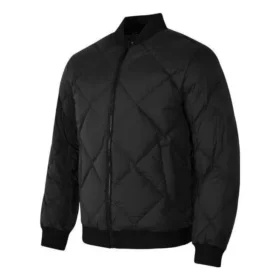 Chaqueta de plumón tejida con cuello de color liso «Negro»