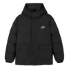 Chaqueta deportiva informal de plumón con capucha tejida «Negro Blanco Verde»