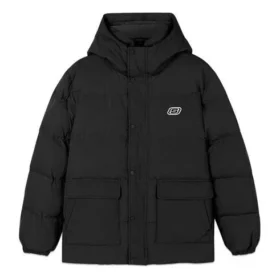 Chaqueta deportiva informal de plumón con capucha tejida «Negro Blanco Verde»
