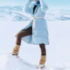 Chaqueta larga básica de plumón «Azul»