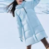 Chaqueta larga básica de plumón «Azul»